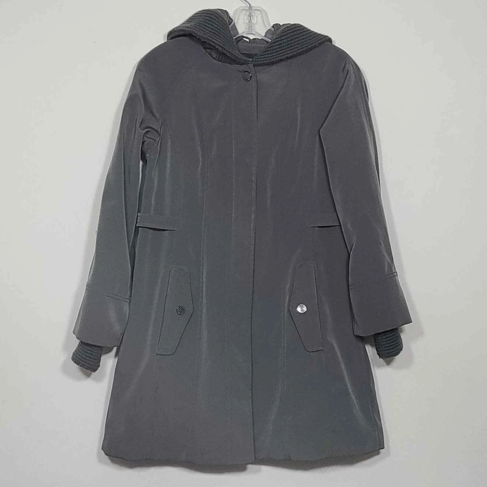 Jones New York Hooded Full Zip Green Jacket Size XS