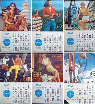 PAN AMERICAN AIRLINES CARGO CALENDAR 1967 Vintage 6 pages TRAVEL