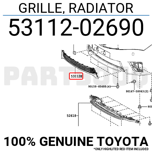 5311202690 Genuine Toyota GRILLE, RADIATOR 53112-02690 | eBay