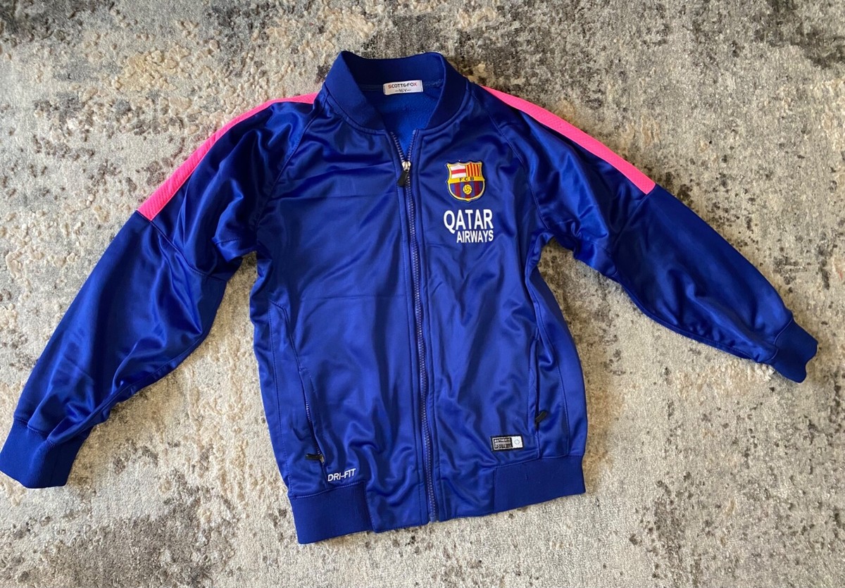 BARCELONA FCB QATAR AIRWAYS ZIP UP SOCCER JACKET HOODIE SCOTT