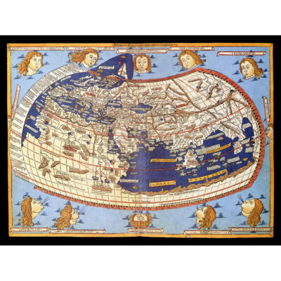 Karte Nicolas 1482 Ptolemäus 2. Jahrhundert Weltbild Leinwand Kunstdruck Poster