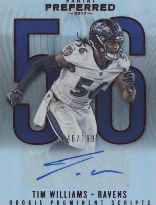 Tim Williams Signature 2017 Panini Preferred - Rookie Prominent Scripts Tim Williams #288 Red ...