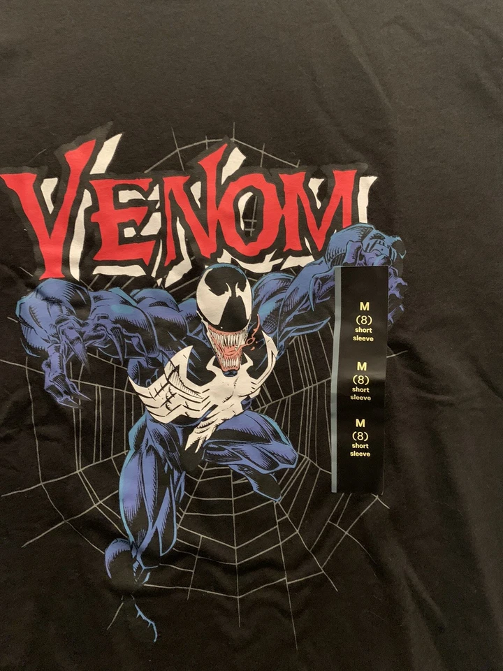 Camiseta Marvel Venom Art T Niños Talla Mediana 8 Nueva con Etiquetas Camiseta Negra Gráfica Foto 2 de 4