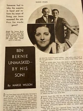 Ben Bernie, Two Page Vintage Clipping, a
