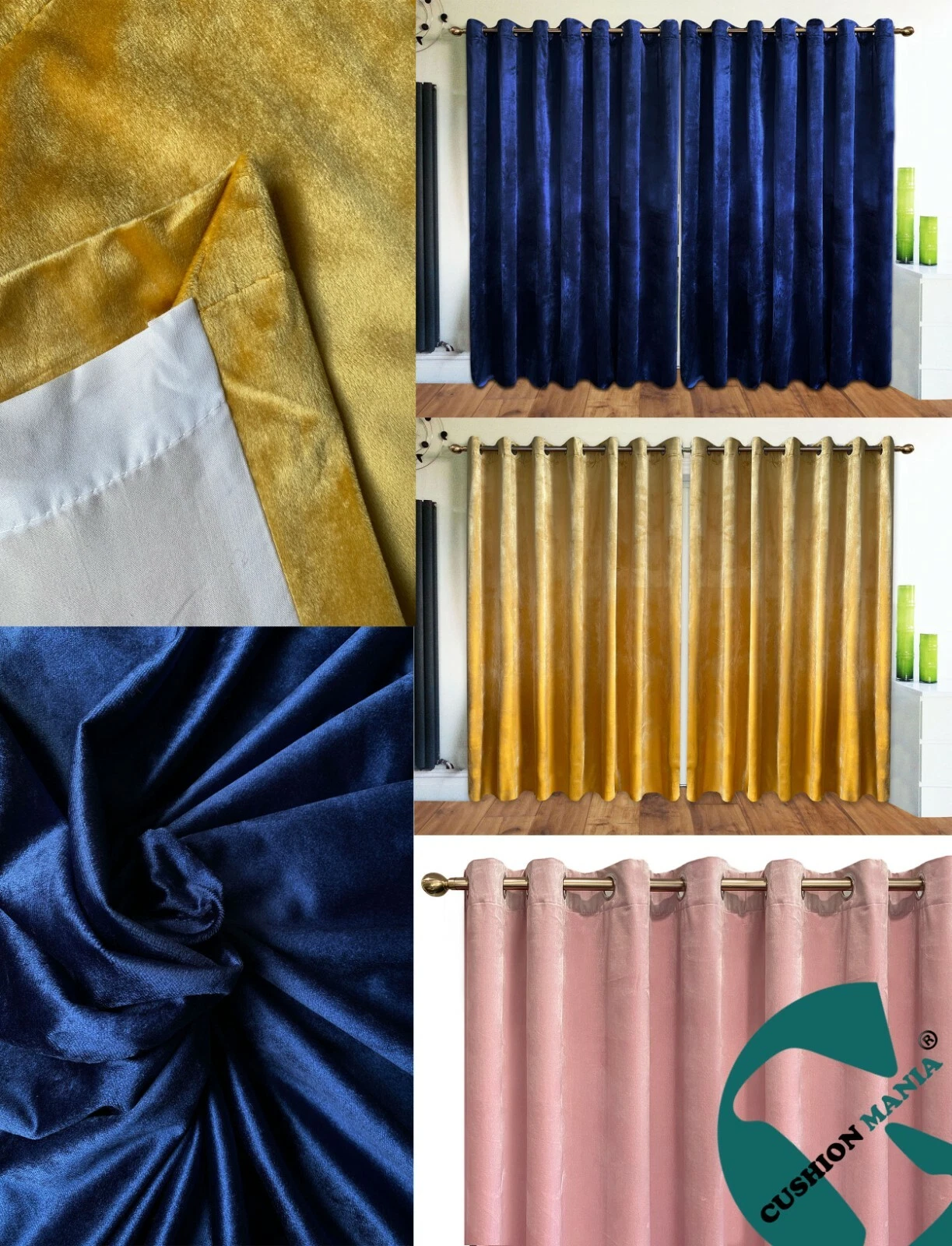 Eyelet Curtains Plush Velvet Ring Top Ready Made Lined ITALY PLAIN
Opens in a new window or tab
