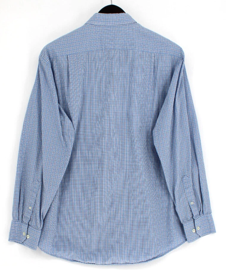 Camisa con botones IZOD para hombre talla L azul blanco manga larga cuello abotonado Foto 3 de 4