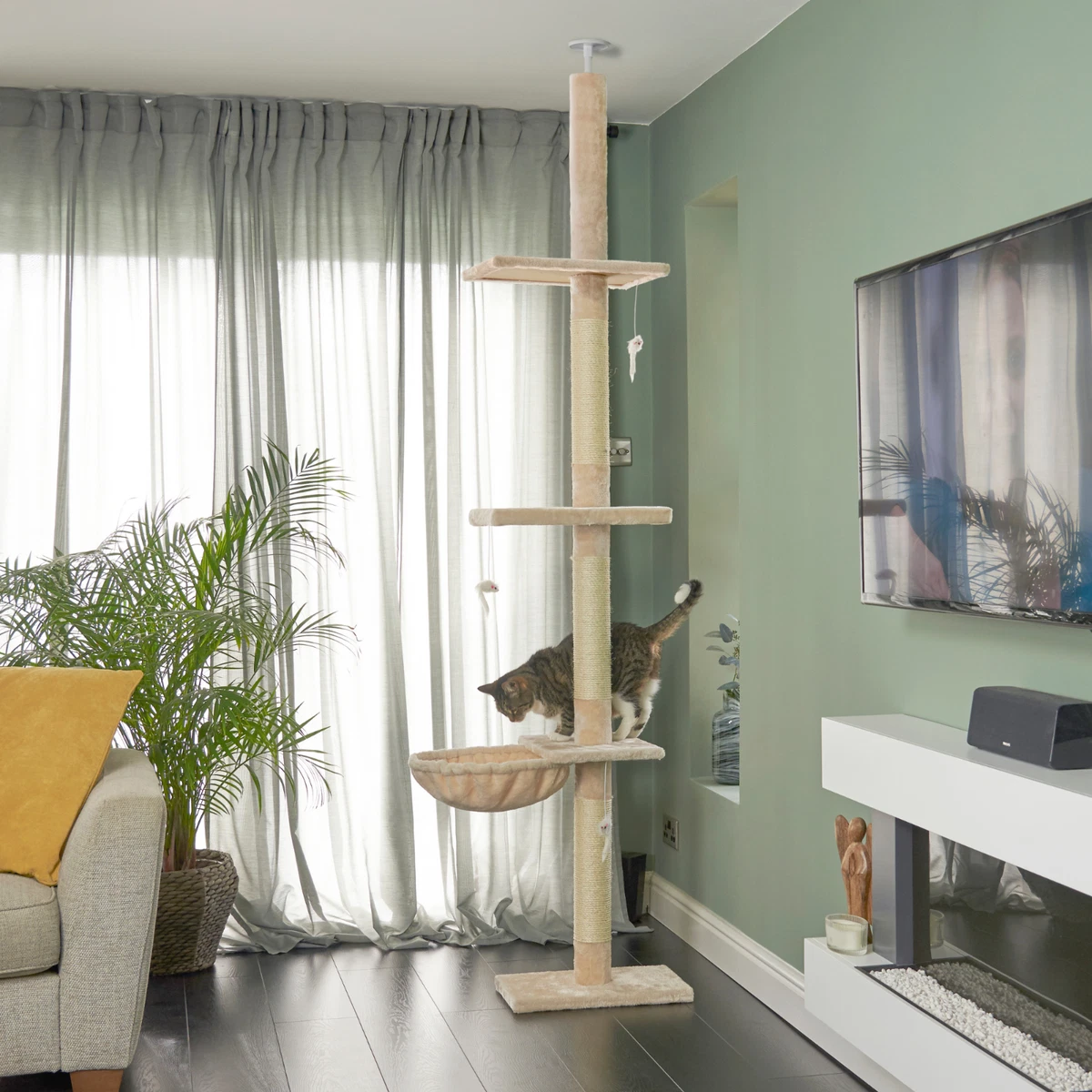 Floor To Ceiling Sisal Cat Tower Shelly Lighting