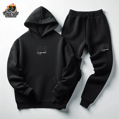 Men's Black Hoodie Joggers Sweatsuit Tracksuit To Match Jordan 13