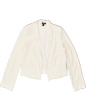 MOSSIMO Womens Crop Blazer Jacket UK 10 Small White Polyester BD36