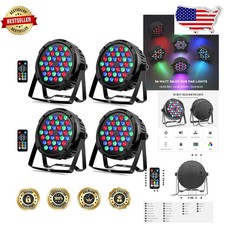 Professional 36LED RGB Stage Par Lights, 4Pack, DMX Sound Activated Remote