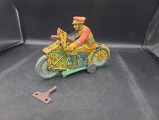 Marx 1940s Police Rider Riot Squad Wind Up Tin Litho Motorcyle W/Key. MG