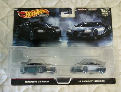 HOT WHEELS PREMIUM BUGATTI VEYRON &  16 BUGATTI CHIRON CAR CULTURE 2 PACK