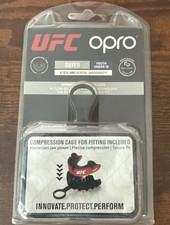 OPRO UFC MMA YOUTH Under 10 Mouthguard SILVER W/ Case & Fitting Cage