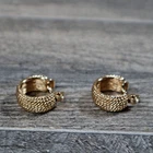 VTG Monet Clip On Earrings Gold Tone Rope Textured Hoop Fashion Costume Jewelry