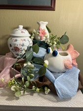 Planter Flower Plant Pots Fish Rose Bud Asian Vase 3 Piece Home Garden Bathroom