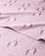 Kids Queen Size Pink Unicorn Bed Sheets - 4 Piece Kids Unicorn Sheet Set - Bu...