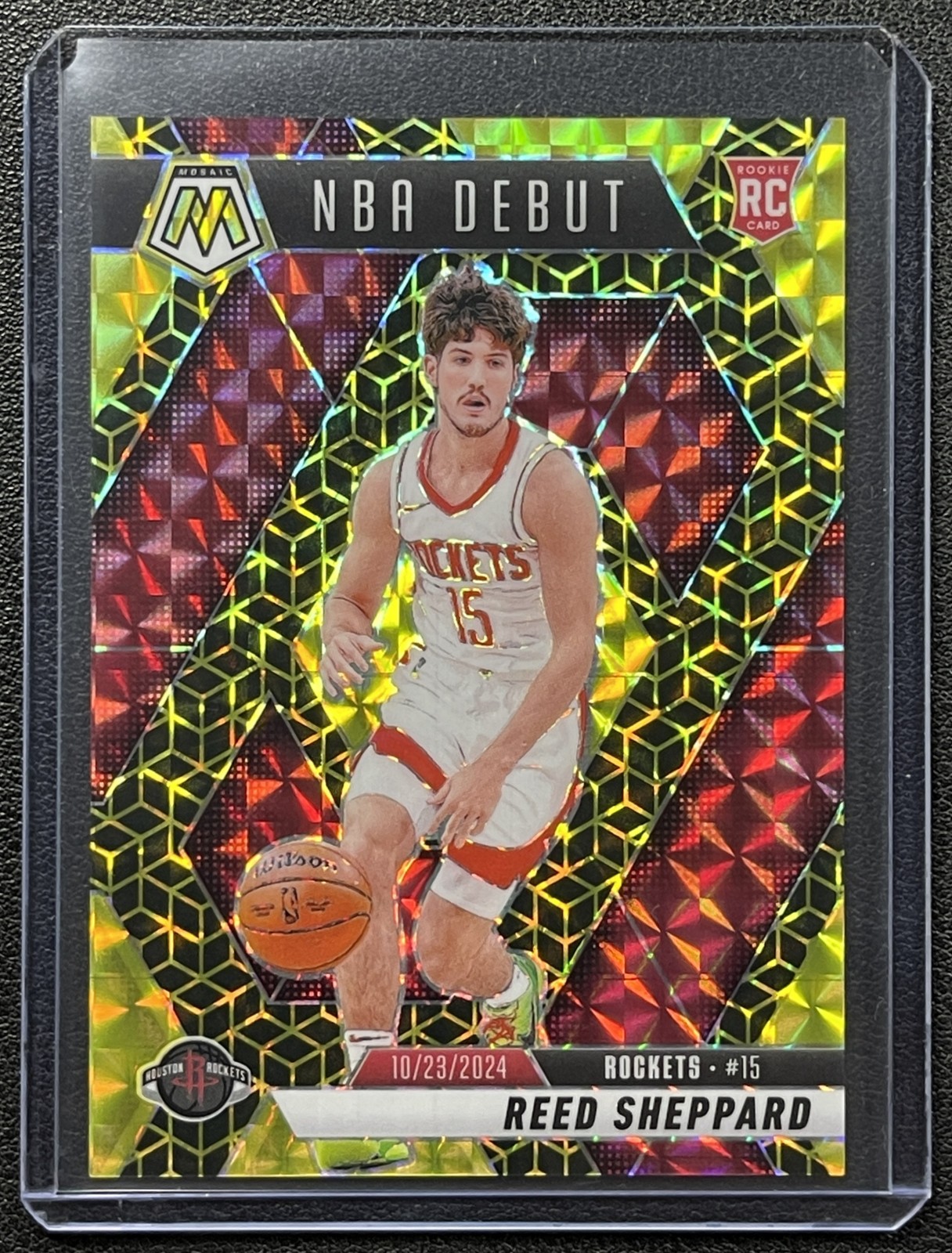 REED SHEPPARD 2024-25 PANINI MOSAIC #252 RC NBA DEBUT SPECTRIS GOLD FOTL 05/10