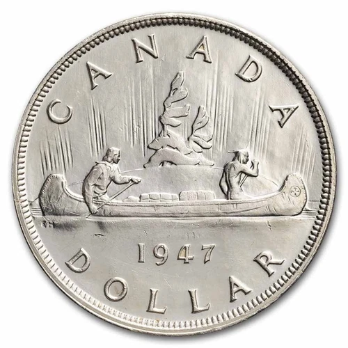 1947 Canada Silver Dollar Blunt 7 AU (Details)