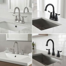 Modern Dual Lever Bathroom Sink Mixer Tap 2/3 Hole Taps Deck Mounted Faucet