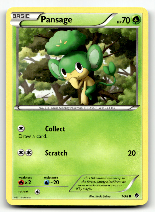 Pansage 1/98 Normal Common Emerging Powers LP