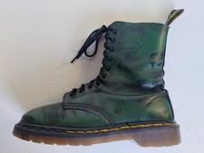DOC DR. MARTENS GREEN BLACK RUB-OFF LEATHER BOOTS 7UK MADE IN ENGLAND VINTAGE