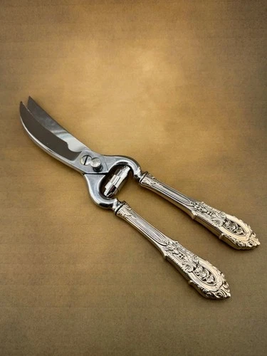 Rose Point Wallace Sterling Silver Poultry Shears 10.5" Won't Close Completely