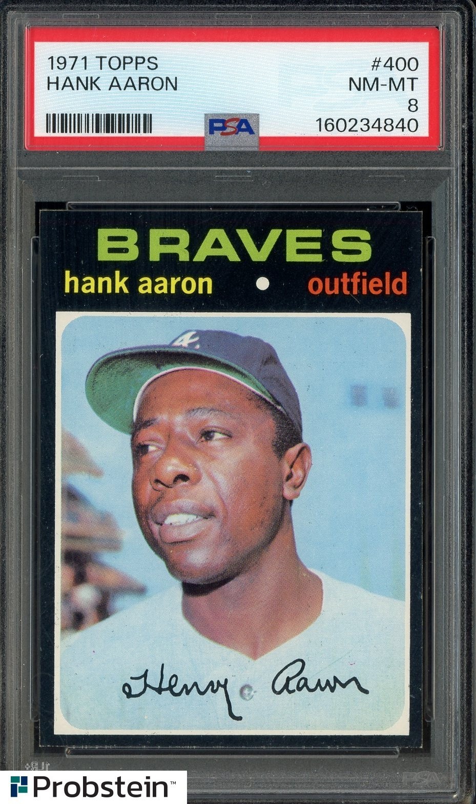1971 Topps #400 Hank Aaron Atlanta Braves HOF PSA 8 NM-MT