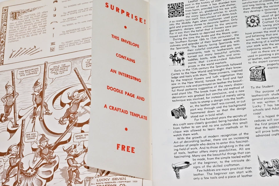 Craftool Lucky Seven 照片雕刻图案小册子皮革雕刻说明 1959 — 第 2/4 张图片