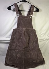 H&M Mama Materniti XS Brown Corduroy Overall Dress Square Neck Zip AH #12-1008