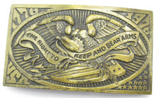 1776 - 1976 The Right To Bear Arms 2nd Amendment Belt Buckle Brass Vintage