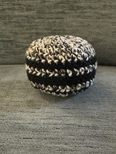 White Black Multi Hacky Sack / Footbag / Handmade/ 3  Diameter 60g