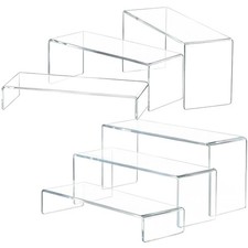 6 PCS Clear Acrylic Display Risers, Acrylic Risers for Display, Transparent Rect