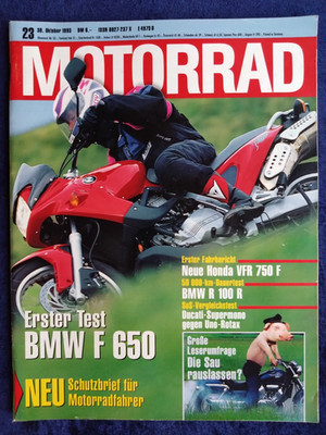 Das Motorrad 23/1993 BMW F 650, BMW R 100 R, Honda VFR 750 F, Laverda 1000 SFC