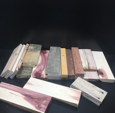 1 Box of Assorted Woods / Lengths, Thicknesses Lumber Random Pieces