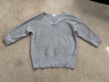 New York Company Metallic Shimmer Silver Gray Sweater V Neck Sz L Holiday