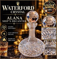 Original Waterford Kristall Alana Schiffskaraffe Irland geschliffen Glas Stopfen