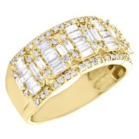 10K Gelbgold Diamant-Ehering Rund & Baguette 11Mm Fancy Ring 1.60 Ct