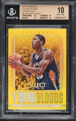 2013 Select Young Bloods Prizm Gold #4 Anthony Davis /10 BGS 10 PRISTINE