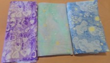 3 Lengths Cotton Flannel Fabric Lovely Pastels, Two .67 and One 1.50 Yards
