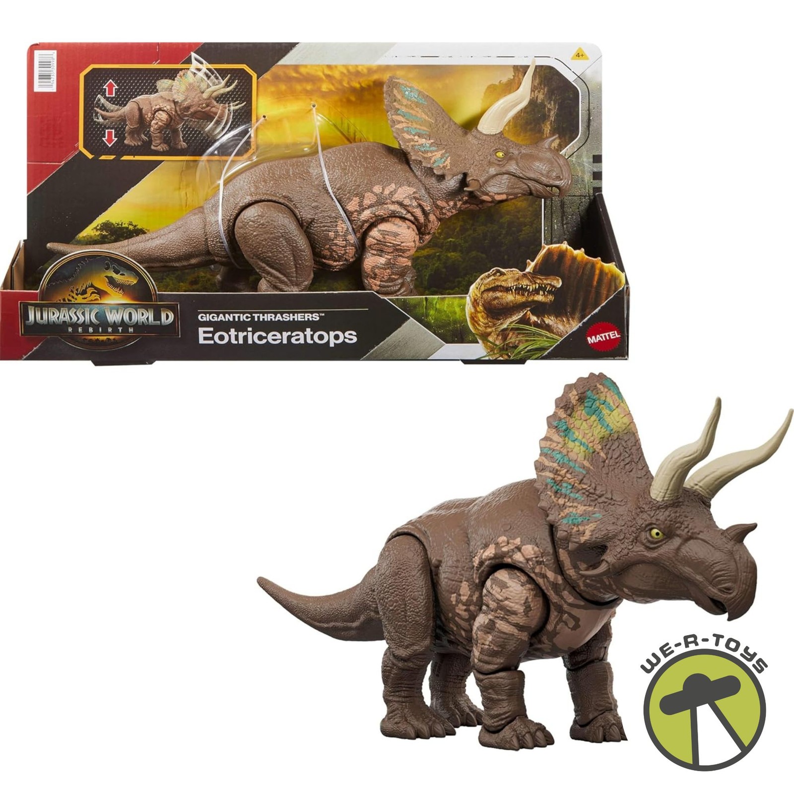 Jurassic World Rebirth Gigantic Thrashers Eotriceratops with Tail Attack Mattel