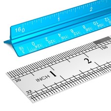 2 pièces règle d'échelle architecturale 12 pouces, architecte en aluminium et bleu