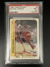 MICHAEL JORDAN 1986 86-87 FLEER #8 STICKER ROOKIE CARD RC PSA 7 (ST) NEAR MINT. rookie card picture