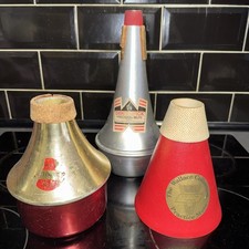 3 Vintage DENIS WICK precision mute WALLACE PRACTICE MUTE & 1 unknown mute