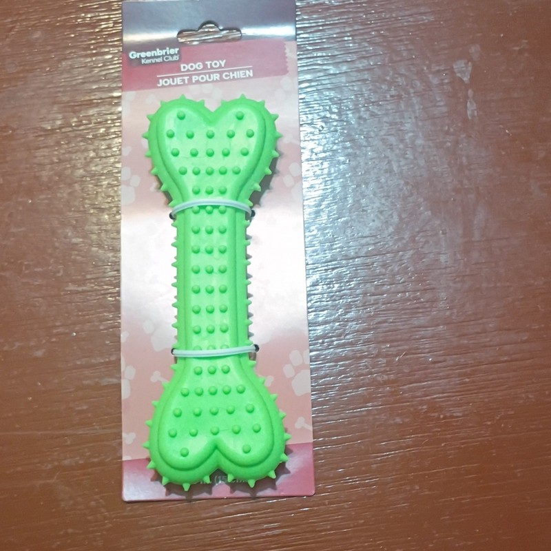 Greenbrier Kennel Club Green Rubber Bone Dog Toy Teething Aid, Medium