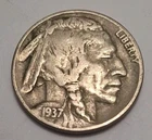 1937 D FULL DATE & HORN  NICE ORIGINAL   BUFFALO NICKEL 5¢  🇺🇸     BN788