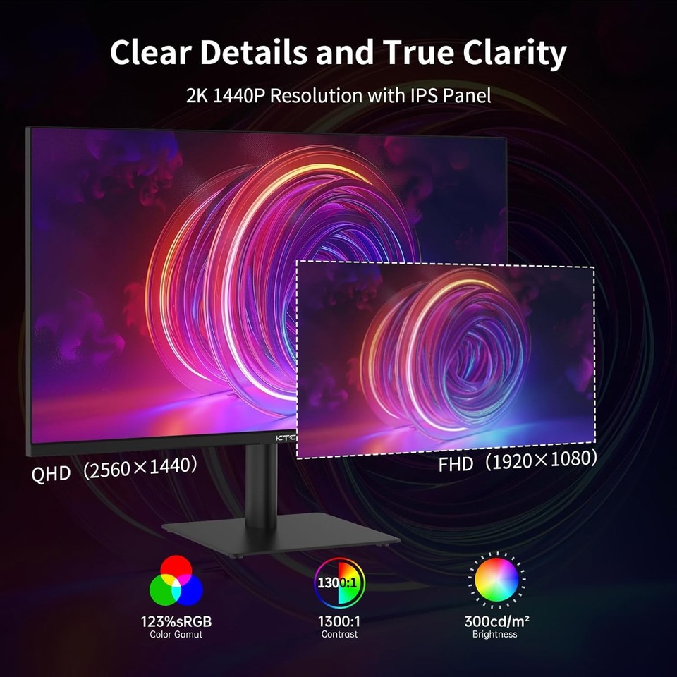 KTC 27 Inch QHD Computer Monitor 2K 100Hz IPS Gaming Monitor | eBay