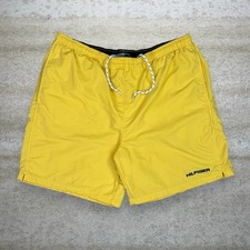 Vintage 90s Tommy Hilfiger Swim Shorts Mens XL Banana Yellow Spellout Logo