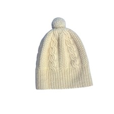 Vintage R Mountain Wool Toboggan Beanie Ivory With Pom Pom Ball On Top