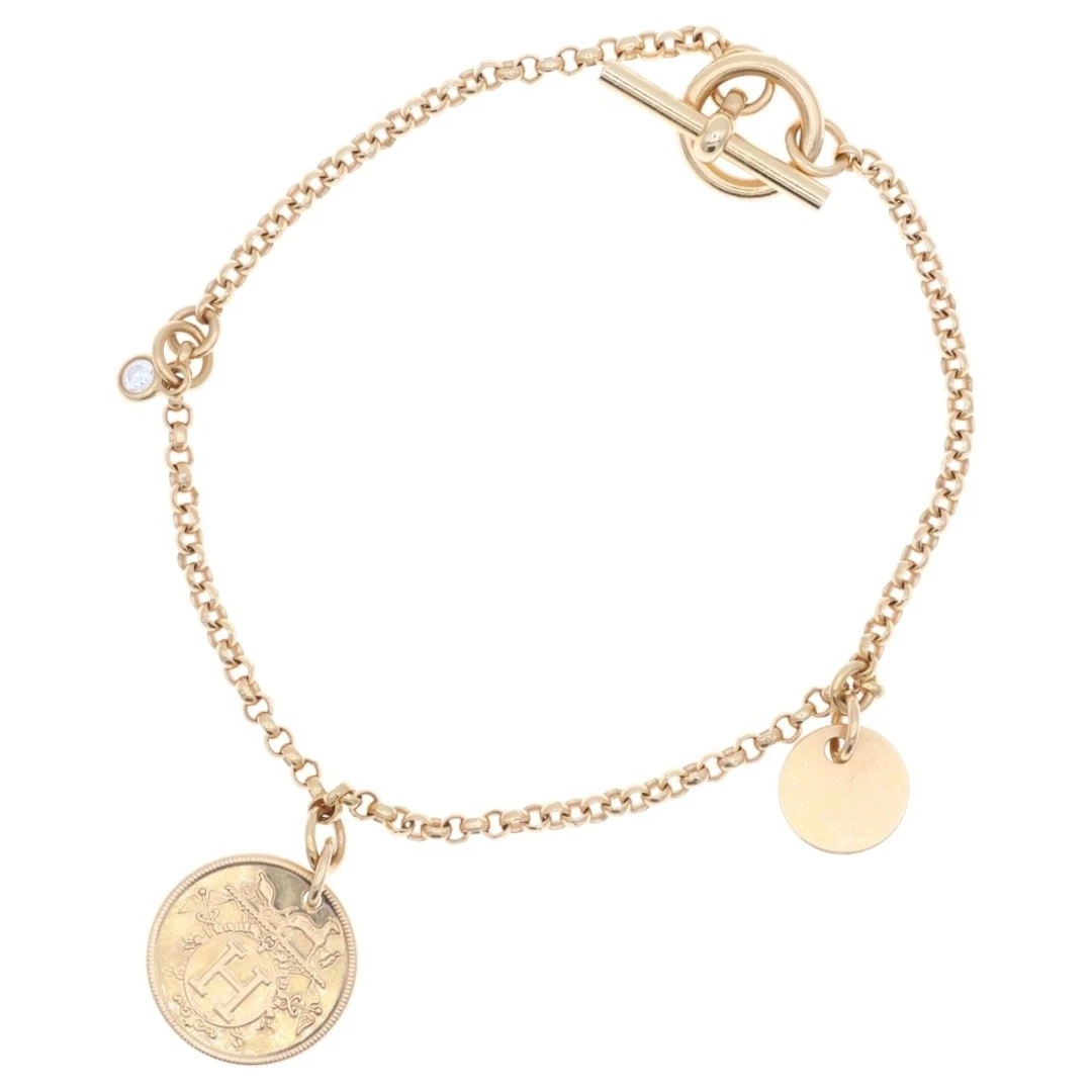 HERMÈS Bracciale HERMES Exlibris PM K18PG 1 Diamante Catena Oro Rosa Usatoc6ddaedae4