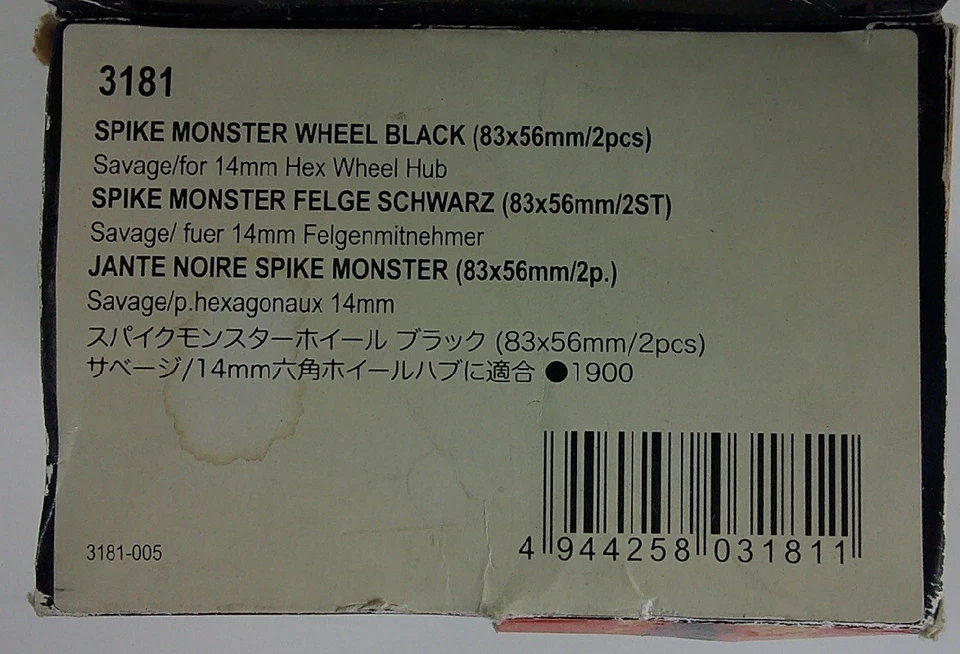 HPI  HPIC4181 3181 Spike Monster Wheel Black 83x56mm Savage 14mm Hub   (2) - Image 2 of 4